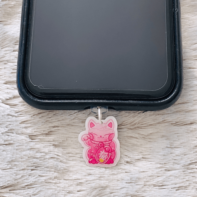 Charm Maneki Neko Rose