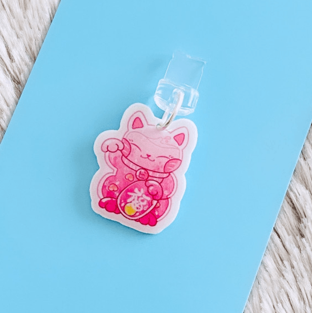 Charm Maneki Neko Rose